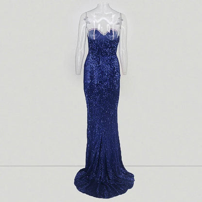 Glamorous Sequins Sweetheart Prom Dress Long Mermaid Evening Gowns With Split