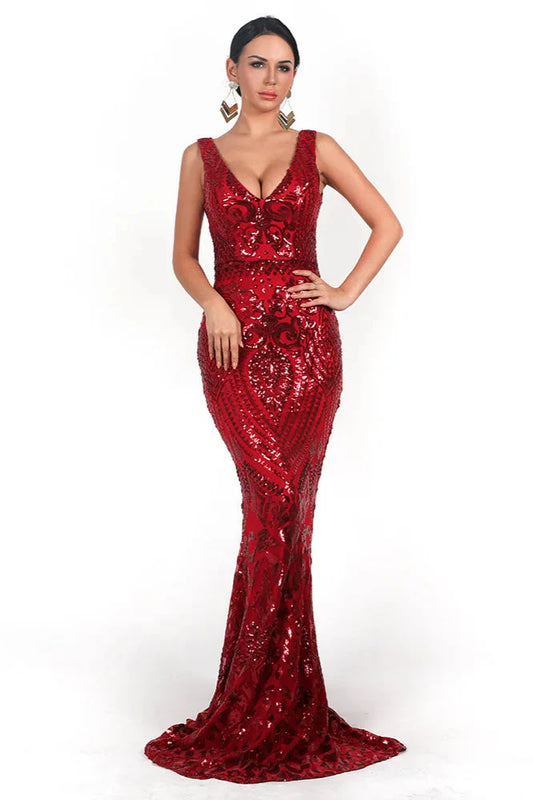 Glamorous Sleeveless Mermaid Long Evening Dress With Sequins Online