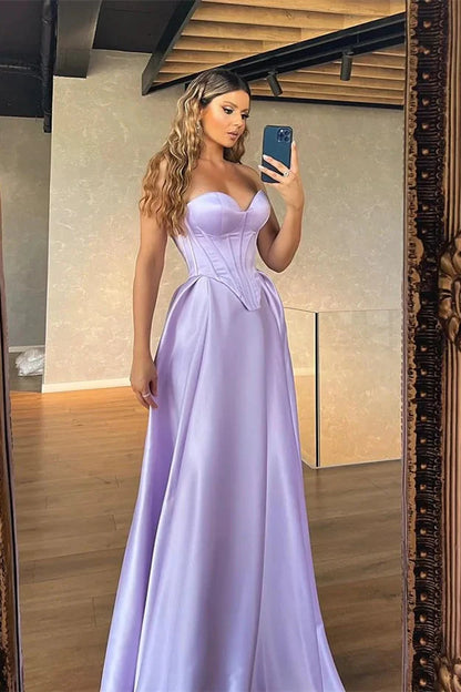 Glamorous Sweetheart Lilac Long Evening Dress Online