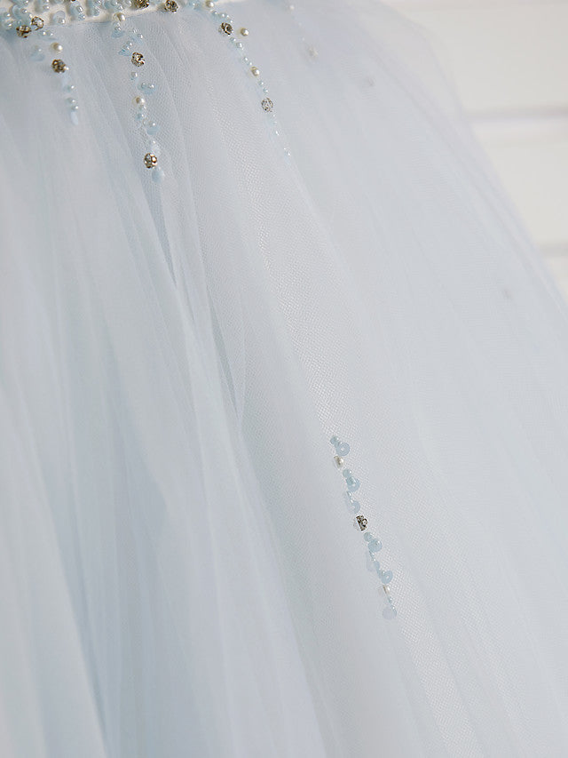Gorgeous Cap Sleeve Jewel Neck Flower Girl Dresses Satin Tulle With Beading
