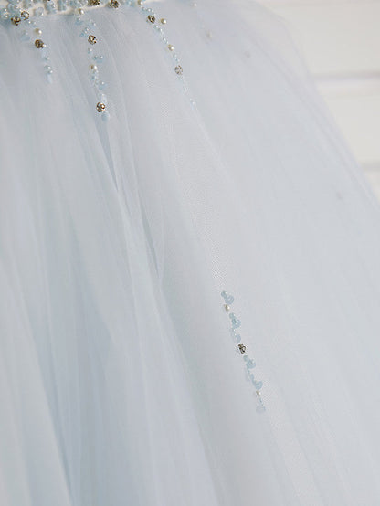 Gorgeous Cap Sleeve Jewel Neck Flower Girl Dresses Satin Tulle With Beading