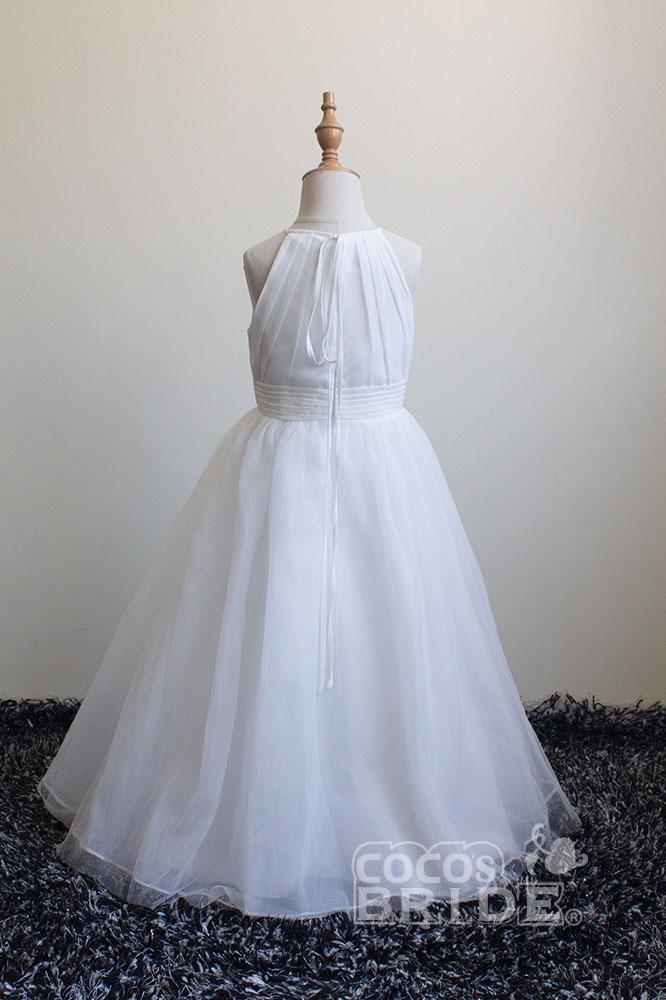 Ivory Scoop Neck Sleeveless Ball Gown Flower Girls Dress