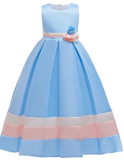 Jewel Sleeveless A-Line Flower Girl Dress With Bow Ruching