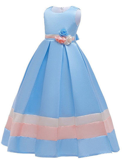 Jewel Sleeveless A-Line Flower Girl Dress With Bow Ruching