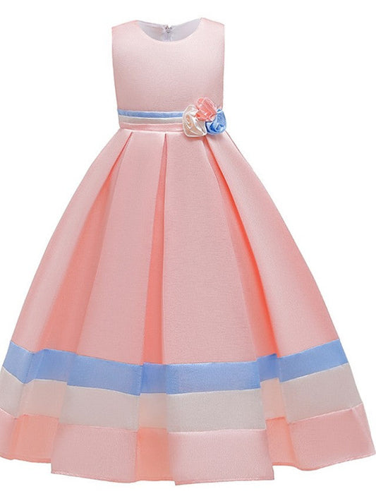 Jewel Sleeveless A-Line Flower Girl Dress With Bow Ruching
