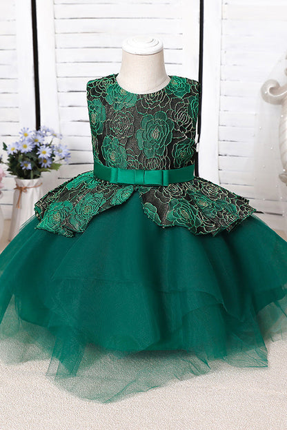 Jewel Sleeveless Flower Girl Dress with Appliques for Ball Gowns