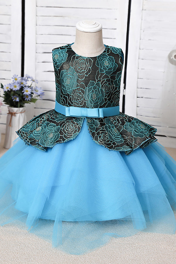 Jewel Sleeveless Flower Girl Dress with Appliques for Ball Gowns
