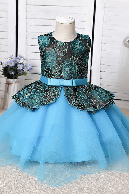 Jewel Sleeveless Flower Girl Dress with Appliques for Ball Gowns