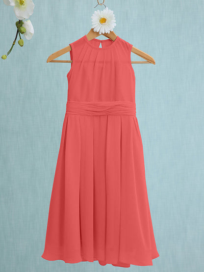 Jewel Sleeveless Knee Length Flower Girl Dress with Tulle