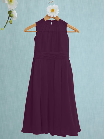 Jewel Sleeveless Knee Length Flower Girl Dress with Tulle