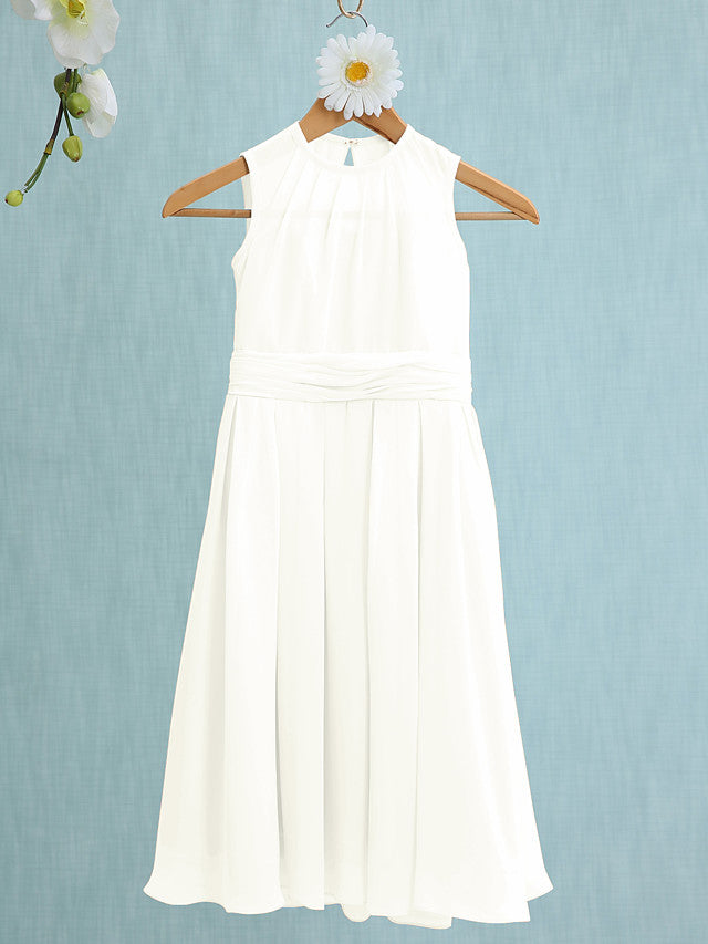 Jewel Sleeveless Knee Length Flower Girl Dress with Tulle