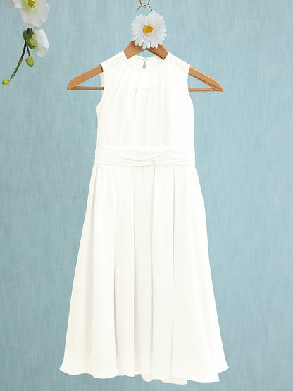 Jewel Sleeveless Knee Length Flower Girl Dress with Tulle
