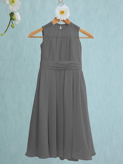 Jewel Sleeveless Knee Length Flower Girl Dress with Tulle