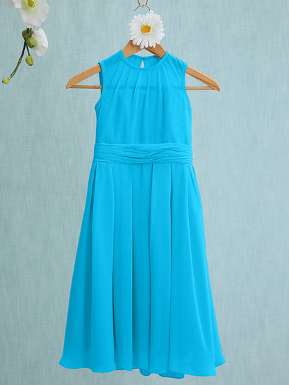 Jewel Sleeveless Knee Length Flower Girl Dress with Tulle