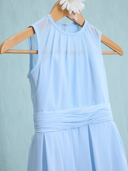Jewel Sleeveless Knee Length Flower Girl Dress with Tulle