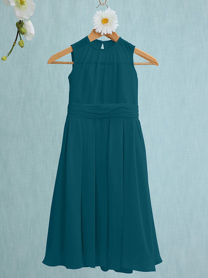 Jewel Sleeveless Knee Length Flower Girl Dress with Tulle