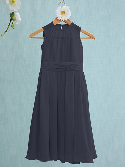 Jewel Sleeveless Knee Length Flower Girl Dress with Tulle