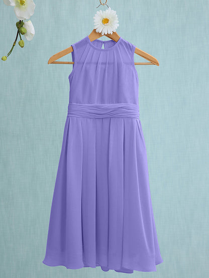 Jewel Sleeveless Knee Length Flower Girl Dress with Tulle