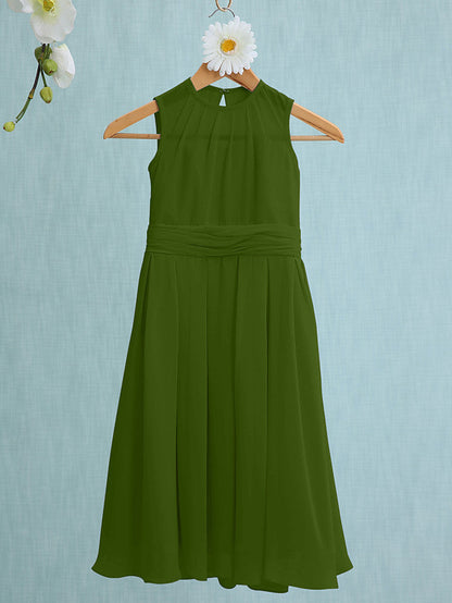 Jewel Sleeveless Knee Length Flower Girl Dress with Tulle