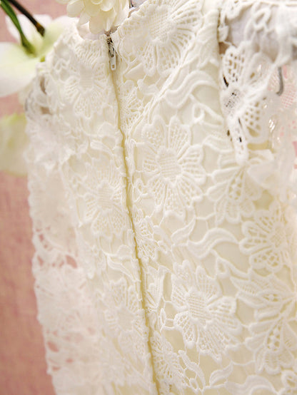 Knee Length Long Sleeve Column Flower Girl Dress with Lace Jewel Neck