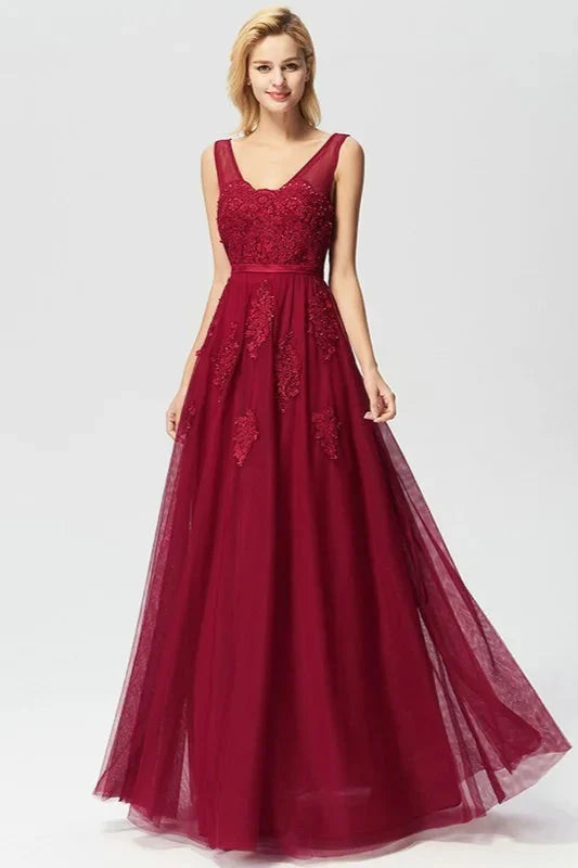 Lace Appliques Sleeveless Long Evening Prom Dress Online