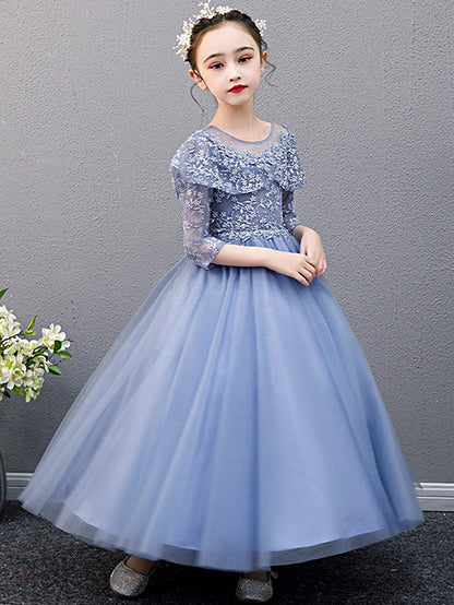 Lace Beaded Sleeveless Jewel A-Line Flower Girl Dress