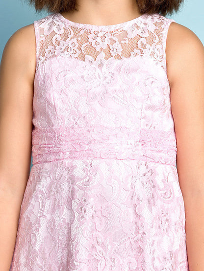 Lace Flower Girl Dress ¡§C Natural Mini Me Sheath Column Jewel Neck Floor Length