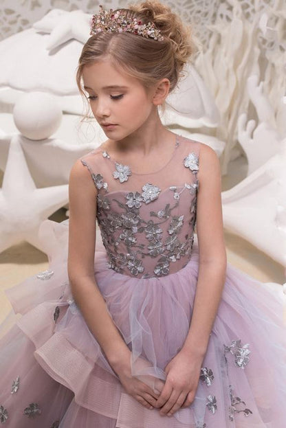 Lace Sleeveless Scoop Neck Ball Gown Flower Girl Dress