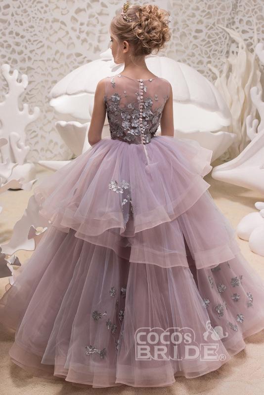 Lace Sleeveless Scoop Neck Ball Gown Flower Girl Dress