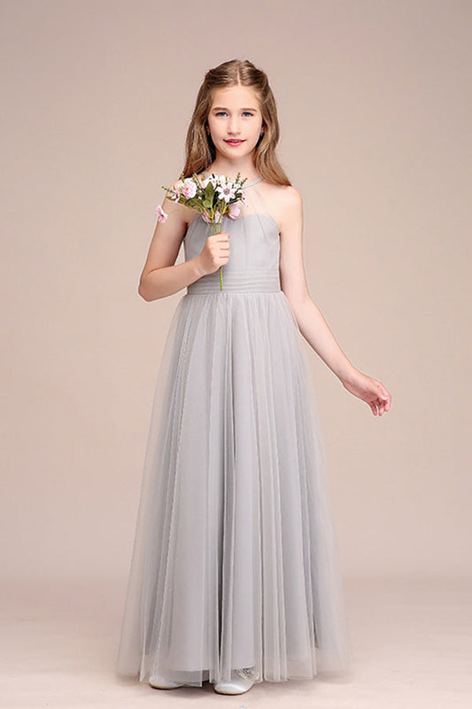 Latest Illussion Neck Flower Girl Dress in Tulle