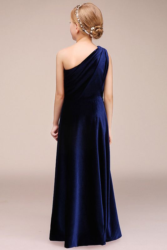 Latest One Shoulder Sleeveless Flower Girl Dress in Polyester