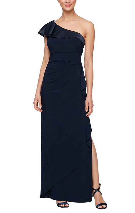 One shoulder dress and layered ruffled skirt mother of the bride dress