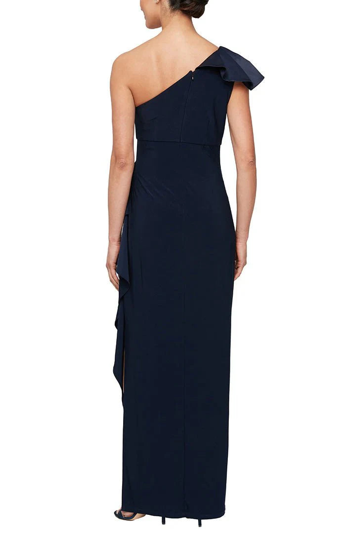 One shoulder dress and layered ruffled skirt mother of the bride dress