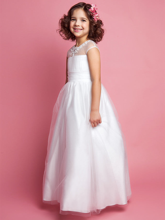 Princess A-Line Floor Length Flower Girl Dress for Weddings & First Communions