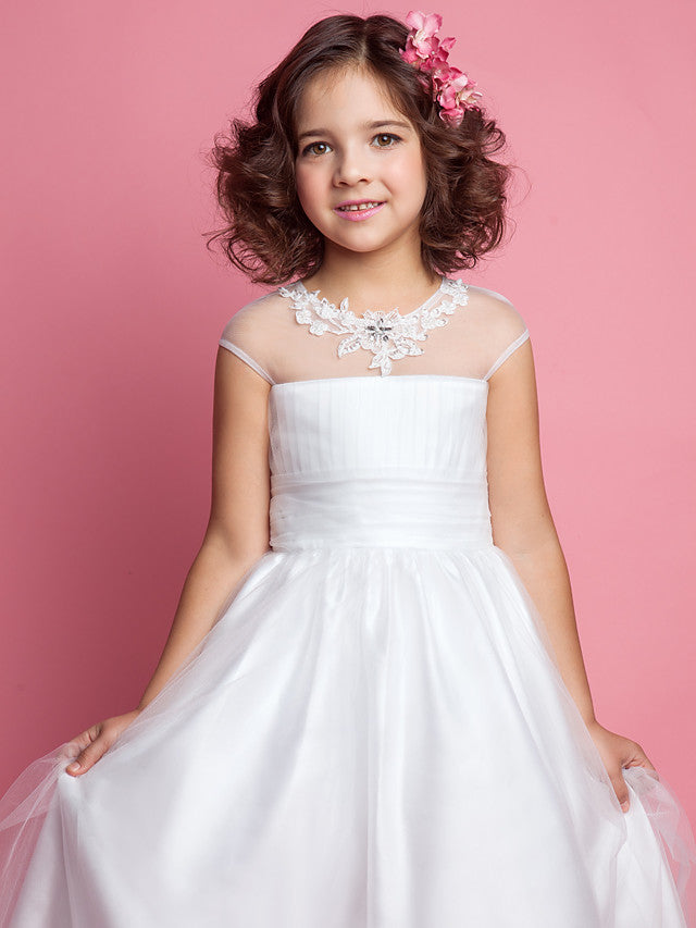 Princess A-Line Floor Length Flower Girl Dress for Weddings & First Communions