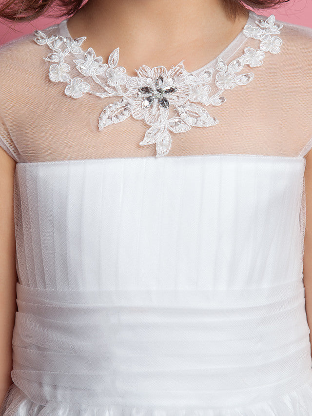 Princess A-Line Floor Length Flower Girl Dress for Weddings & First Communions