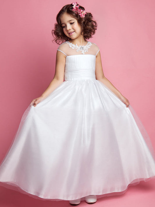 Princess A-Line Floor Length Flower Girl Dress for Weddings & First Communions