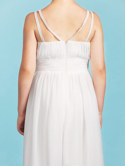 Princess A-Line Spaghetti Strap Chiffon Flower Girl Dress With Sash for Weddings