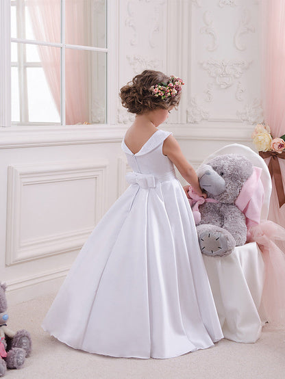 Princess Floor Length Flower Girl Dresses with Crystal Appliques
