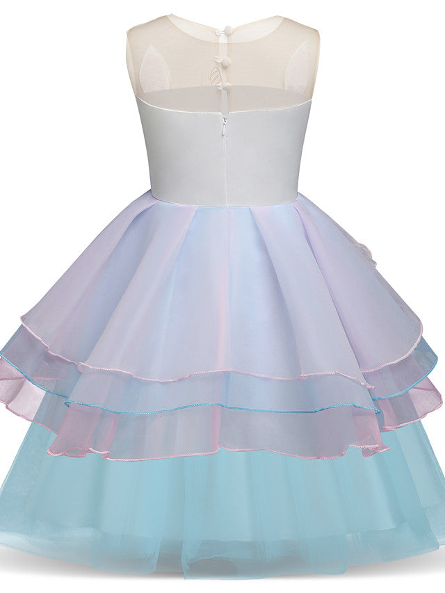 Princess Midi Party Dress ¡§C Satin Tulle Embroidery & Appliques
