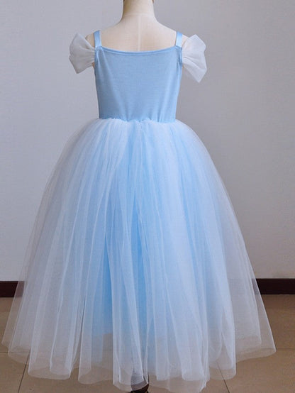 Short Sleeve Ball Gown Flower Girl Dress With Pendant