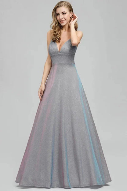 Sparkle V-Neck Sleeveless Long Evening Prom Dress Online