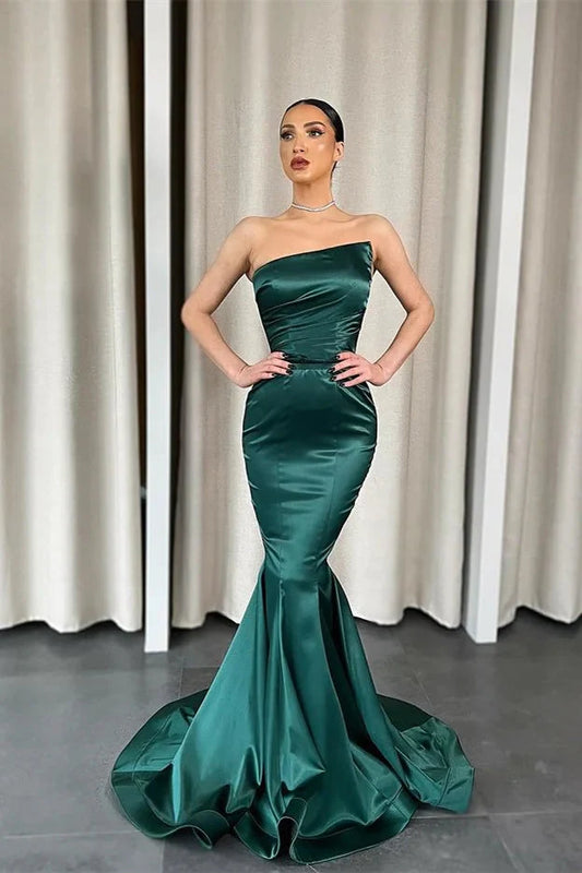 Stunning Dark Green Strapless Mermaid Long Evening Dress