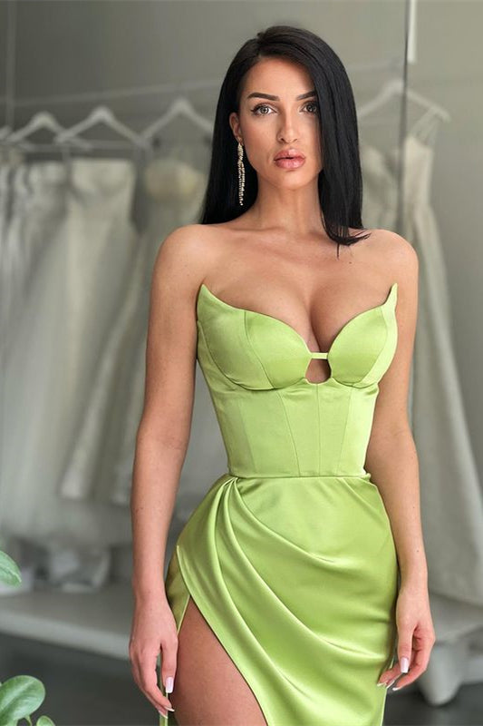Sweetheart Light Green Mermaid Evening Dress With Split